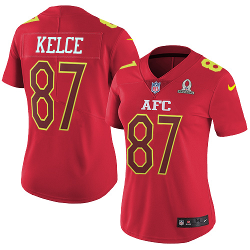 Nike Chiefs #87 Travis Kelce Red Women's Stitched NFL Limited AFC 2017 Pro Bowl Jersey