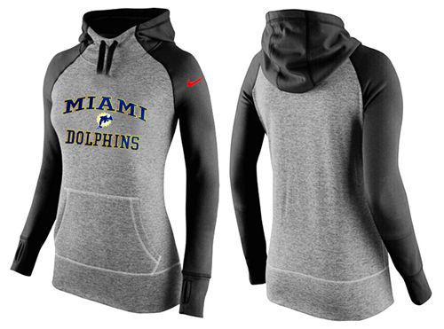Women's Nike Miami Dolphins Performance Hoodie Grey & Black