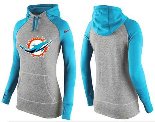 Women's Nike Miami Dolphins Performance Hoodie Grey & Blue_2