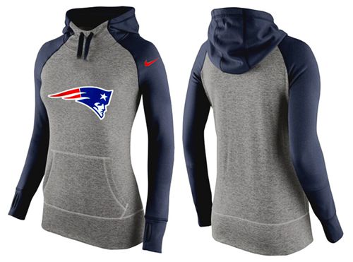 Women's Nike New England Patriots Performance Hoodie Grey & Dark Blue_2