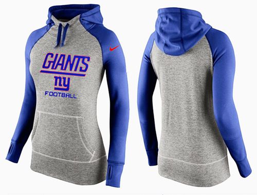 Women's Nike New York Giants Performance Hoodie Grey & Blue_1