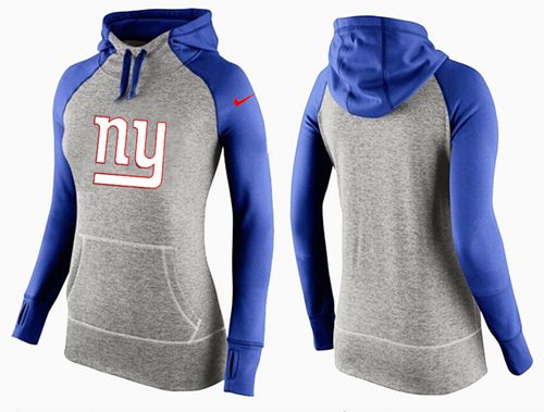 Women's Nike New York Giants Performance Hoodie Grey & Blue_2