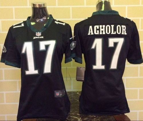 Nike Eagles #17 Nelson Agholor Black Alternate Women's Stitched NFL New Elite Jersey