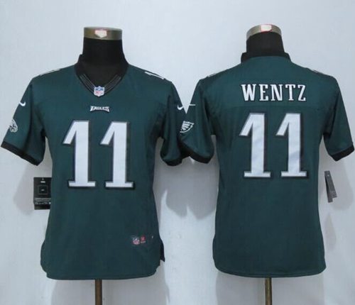 Nike Eagles #11 Carson Wentz Midnight Green Team Color Women's Stitched NFL New Limited Jersey