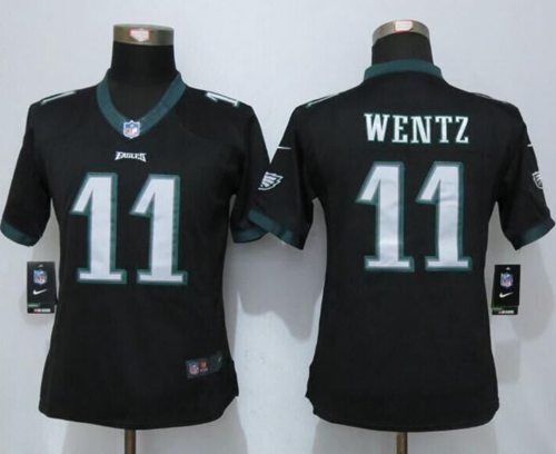 Nike Eagles #11 Carson Wentz Black Alternate Women's Stitched NFL New Limited Jersey
