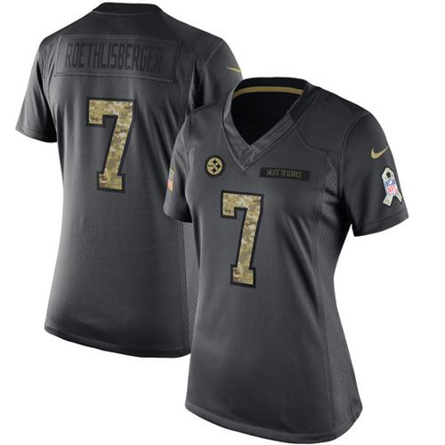 Nike Steelers #7 Ben Roethlisberger Black Women's Stitched NFL Limited 2016 Salute to Service Jersey