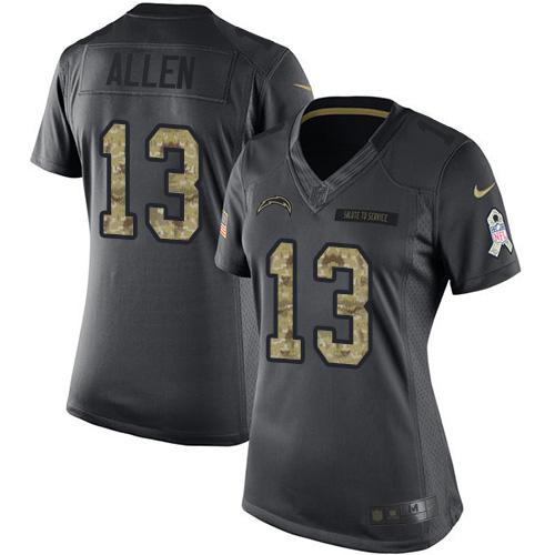 Nike Chargers #13 Keenan Allen Black Women's Stitched NFL Limited 2016 Salute to Service Jersey