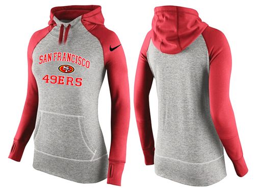 Women's Nike San Francisco 49ers Performance Hoodie Grey & Red_2