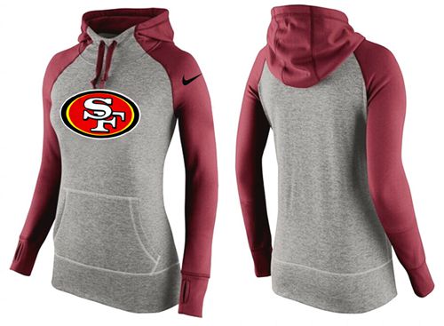 Women's Nike San Francisco 49ers Performance Hoodie Grey & Red_3