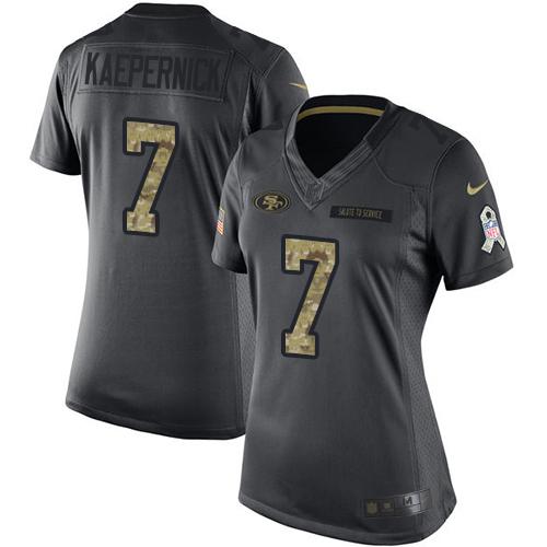 Nike 49ers #7 Colin Kaepernick Black Women's Stitched NFL Limited 2016 Salute to Service Jersey