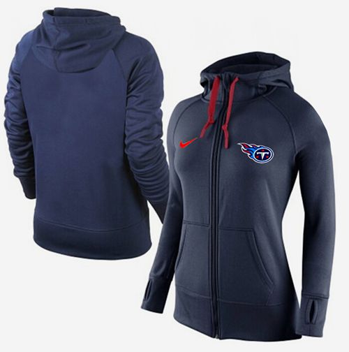 Women's Nike Tennessee Titans Full-Zip Performance Hoodie Dark Blue