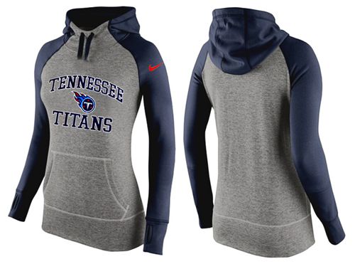 Women's Nike Tennessee Titans Performance Hoodie Grey & Dark Blue_2