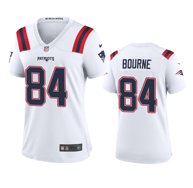 Women's New England Patriots #84 Kendrick Bourne White Stitched Jersey(Run Small)