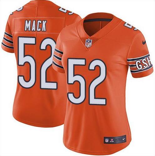 Women's Nike Chicago Bears #52 Khalil Mack Orange Untouchable Limited Stitched NFL Jersey