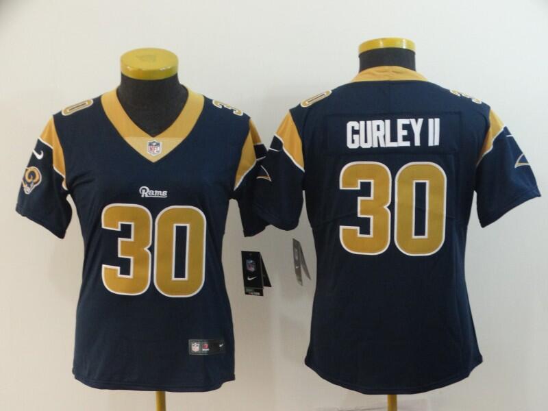 Women's Rams#30 Todd Gurley II Navy Vapor Untouchable Limited Stitched NFL Jersey