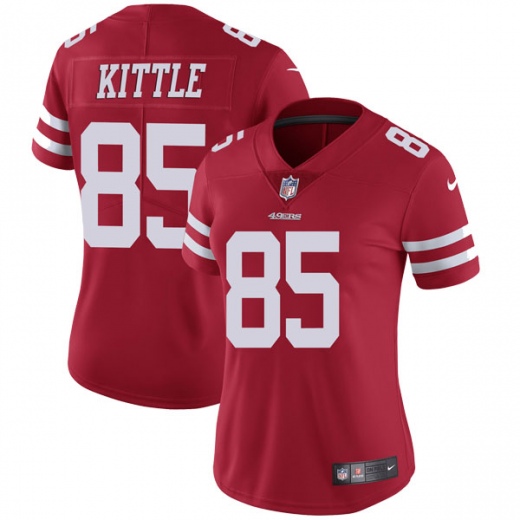 Women's San Francisco 49ers #85 George Kittle Red Vapor Untouchable Limited Stitched NFL Jersey(Run Small)