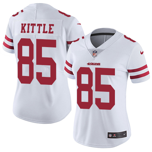 Women's San Francisco 49ers #85 George Kittle White Vapor Untouchable Limited Stitched NFL Jersey