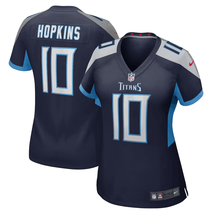 Women's Tennessee Titans #10 DeAndre Hopkins Navy Game Jersey(Run Small)