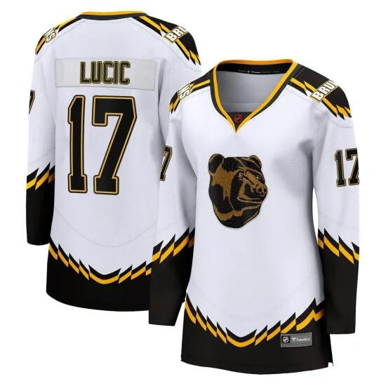 Boston Bruins #17 Milan Lucic White Women's Stitched NHL Jersey