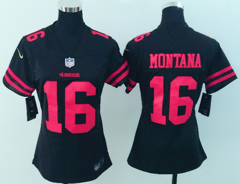 Women's Nike San Francisco 49ers #16 Joe Montana Black Vapor Untouchable Limited Stitched NFL Jersey