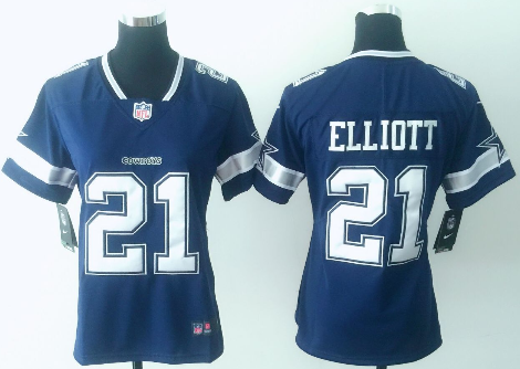 Women's Nike Dallas Cowboys #21 Ezekiel Elliott Navy Blue Untouchable Limited Stitched NFL Jersey