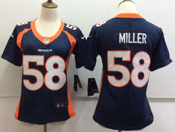 Women's Nike Denver Broncos #58 Von Miller Blue Untouchable Limited Stitched NFL Jersey