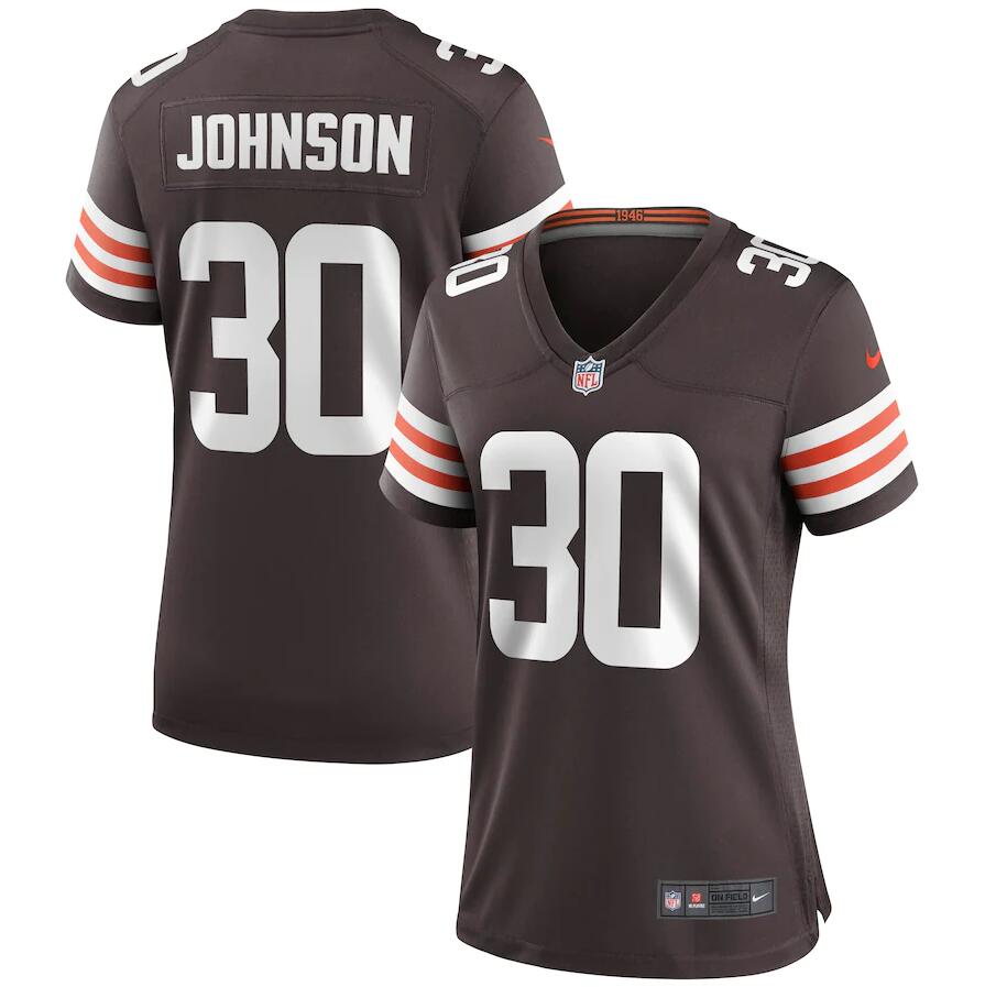 Women's Cleveland Browns #30 D’Ernest Johnson Brown Stitched Jersey(Run Smaller)