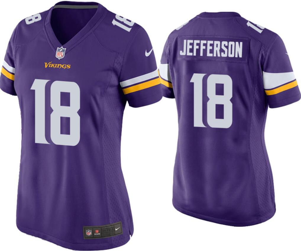 Women's Minnesota Vikings #18 Justin Jefferson Purple Stitched Jersey(Run Small)