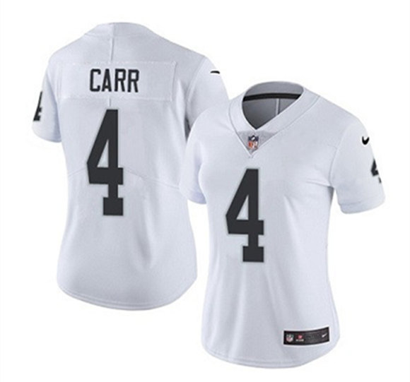 Women's Oakland Raiders #4 Derek Carr White Vapor Untouchable Limited Stitched Jersey(Run Small)