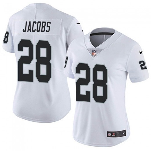 Women's Las Vegas Raiders #28 Josh Jacobs White Vapor Untouchable Limited Stitched Jersey(Run Small)
