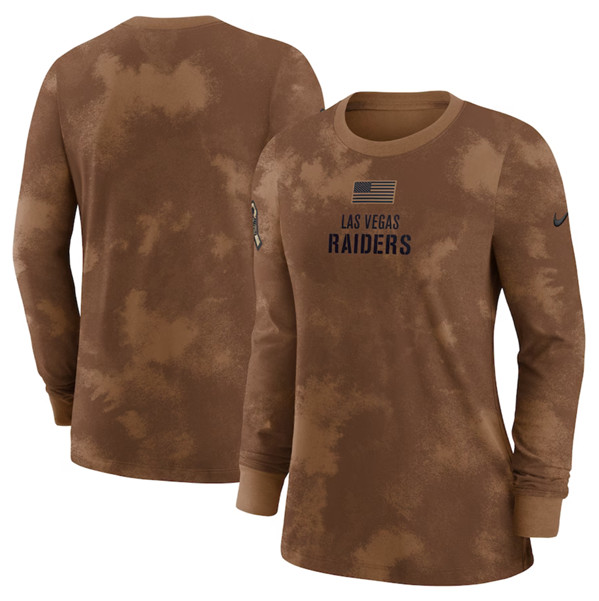 Women's Las Vegas Raiders Brown 2023 Salute To Service Long Sleeve T-Shirt(Run Small)
