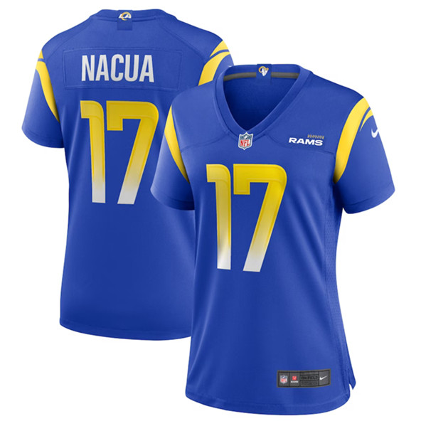 Women's Los Angeles Rams #17 Puka Nacua Blue Stitched Game Jersey(Run Small)