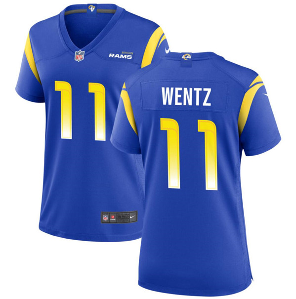 Women's Los Angeles Rams #11 Carson Wentz Blue Stitched Game Jersey(Run Small)