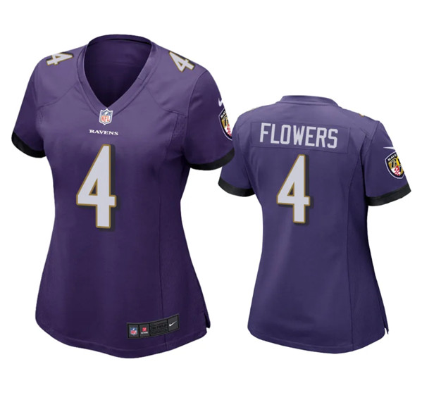 Women's Baltimore Ravens #4 Zay Flowers Purple Football Jersey(Run Small)