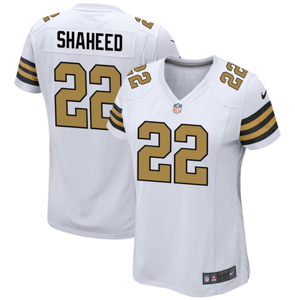 Women's New Orleans Saints #22 Rashid Shaheed White Color Rush Stitched Game Jersey(Run Small)