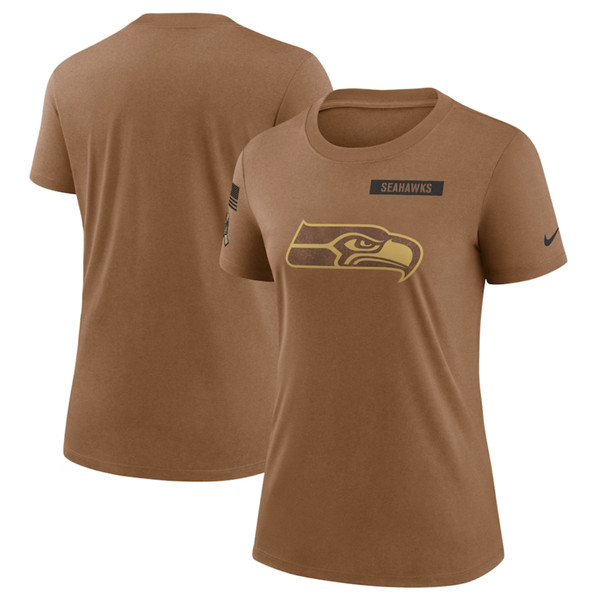 Women's Seattle Seahawks 2023 Brown Salute To Service Legend Performance T-Shirt(Run Small)