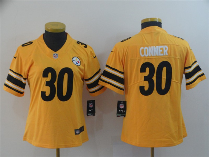 Women's Pittsburgh Steelers #30 James Conner Gold Inverted Legend Stitched Jersey(Run Small)