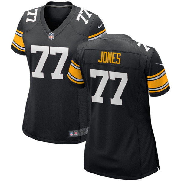 Women's Pittsburgh Steelers #77 Broderick Jones Black Stitched Game Jersey(Run Small)