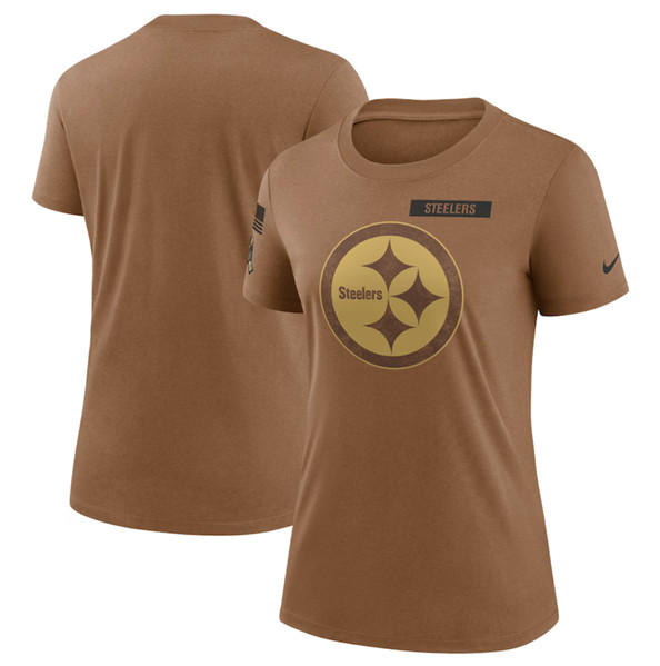 Women's Pittsburgh Steelers 2023 Brown Salute To Service Legend Performance T-Shirt(Run Small)