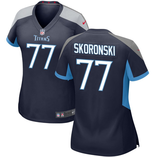 Women's Tennessee Titans #77 Peter Skoronski Navy 2023 Draft Stitched Game Jersey(Run Small)