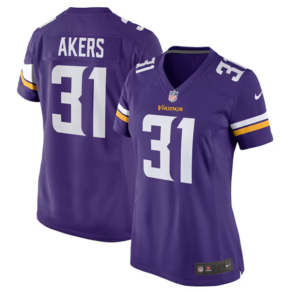 Women's Minnesota Vikings #31 Cam Akers Purple Stitched Jersey(Run Small)