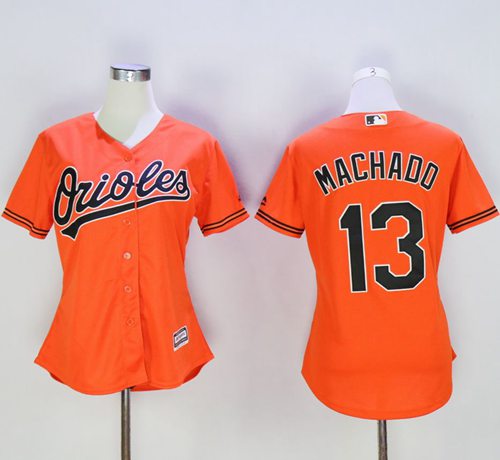 Orioles #13 Manny Machado Orange Women's Alternate Stitched MLB Jersey