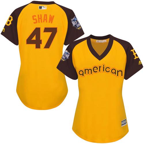 Red Sox #47 Travis Shaw Gold 2016 All-Star American League Women's Stitched MLB Jersey