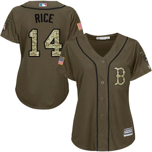 Red Sox #14 Jim Rice Green Salute to Service Women's Stitched MLB Jersey