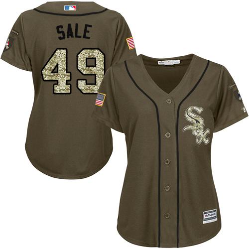 White Sox #49 Chris Sale Green Salute to Service Women's Stitched MLB Jersey