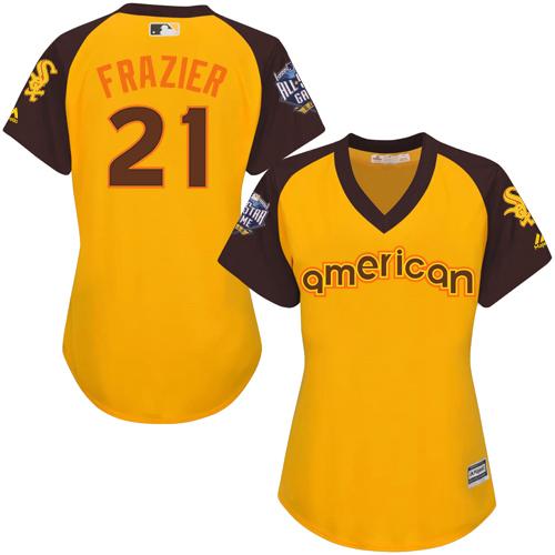 White Sox #21 Todd Frazier Gold 2016 All-Star American League Women's Stitched MLB Jersey