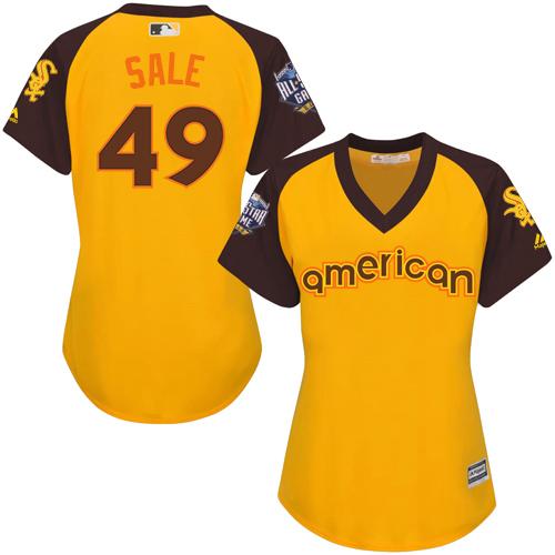 White Sox #49 Chris Sale Gold 2016 All-Star American League Women's Stitched MLB Jersey