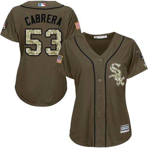 White Sox #53 Melky Cabrera Green Salute to Service Women's Stitched MLB Jersey