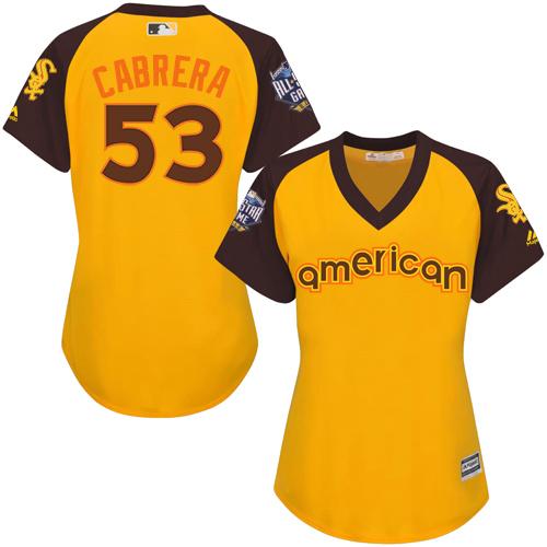 White Sox #53 Melky Cabrera Gold 2016 All-Star American League Women's Stitched MLB Jersey