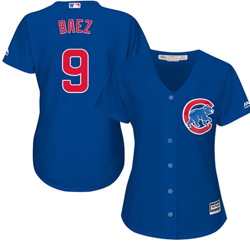 Cubs #9 Javier Baez Blue Alternate Women's Stitched MLB Jersey